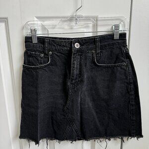 Black denim miniskirt